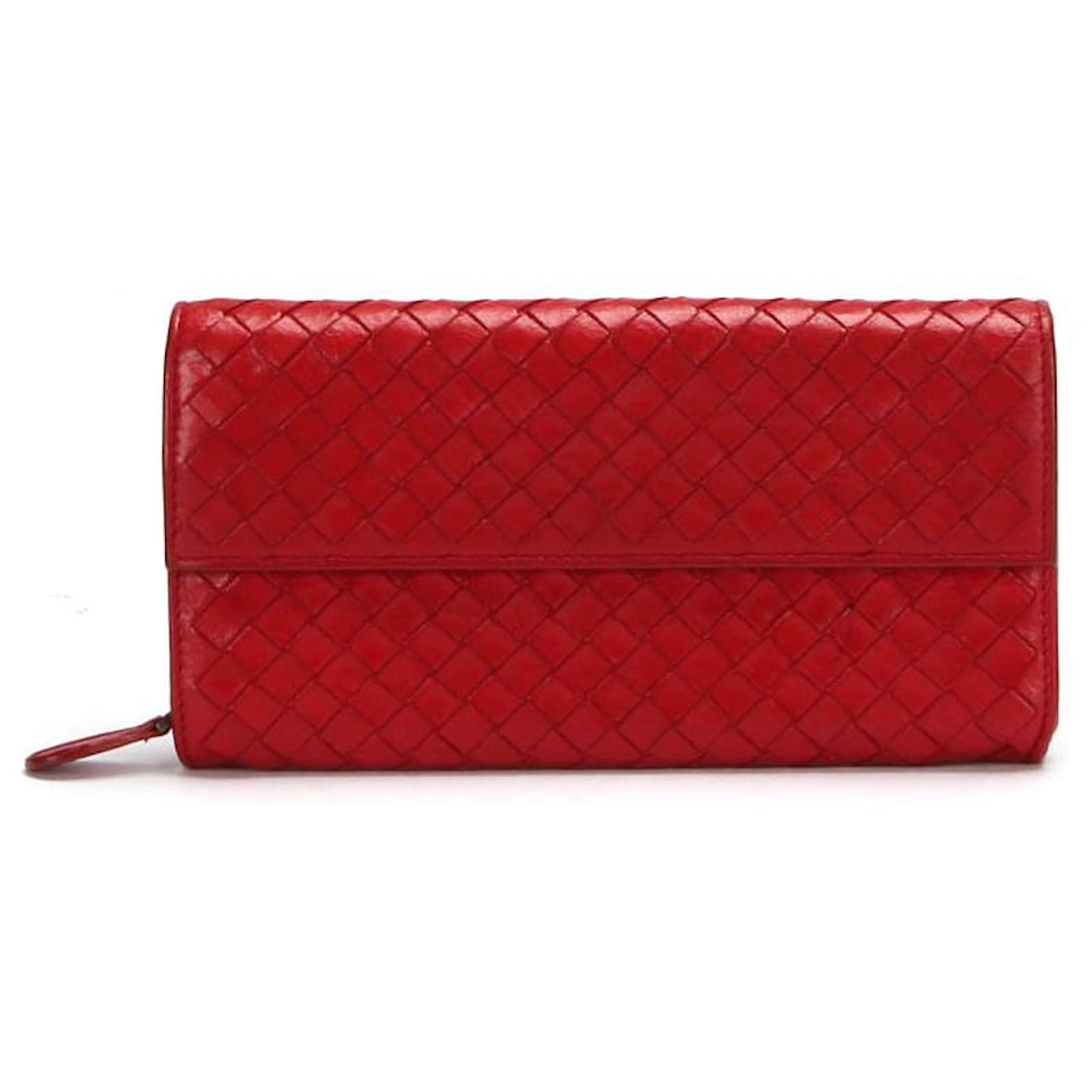 Red Intercalator Leather Flap Continental Ladies Wallet
